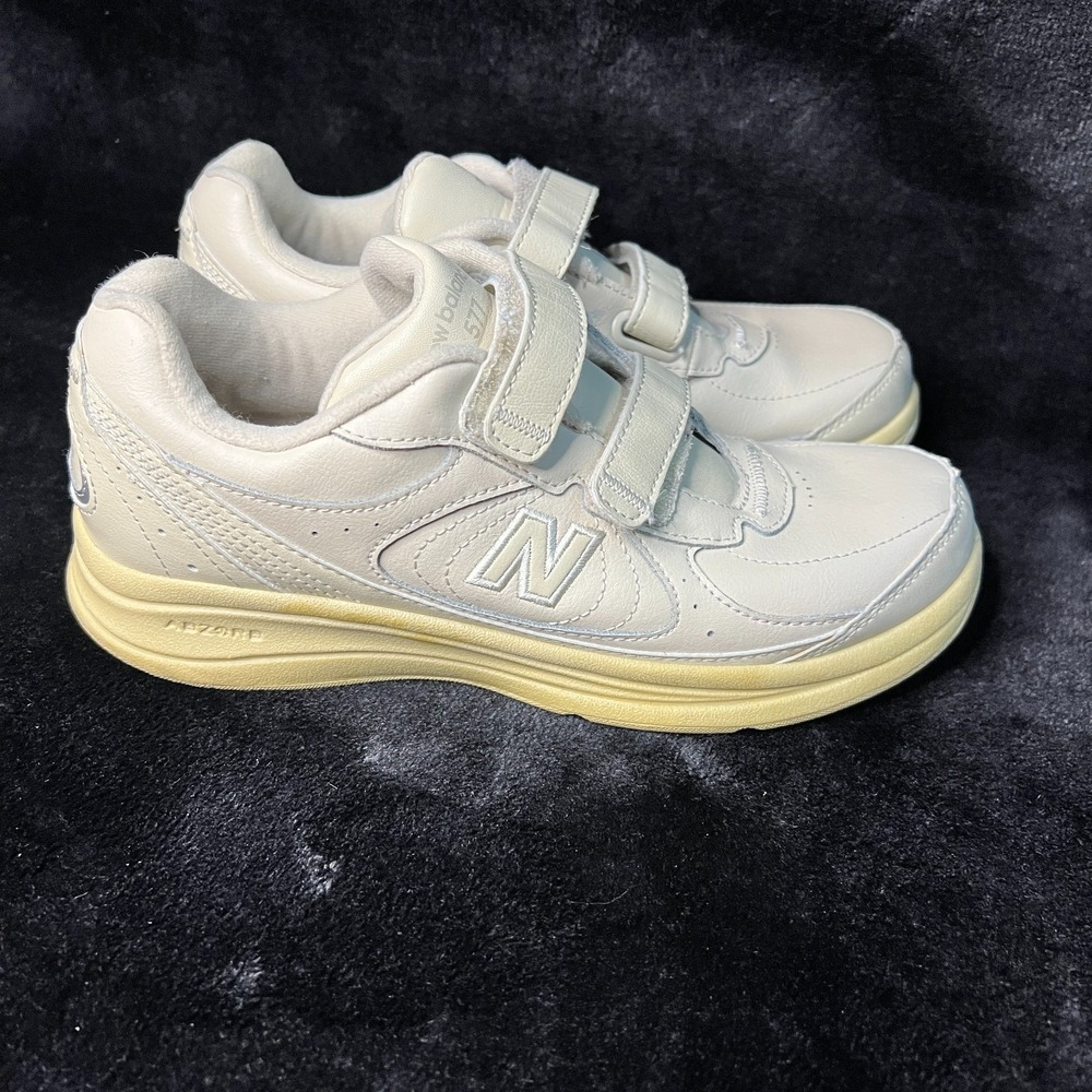 New Balance 577 WW57VB Womens 8 Wide Walking Shoes White Leather Comfort Sneaker - Picture 3 of 7